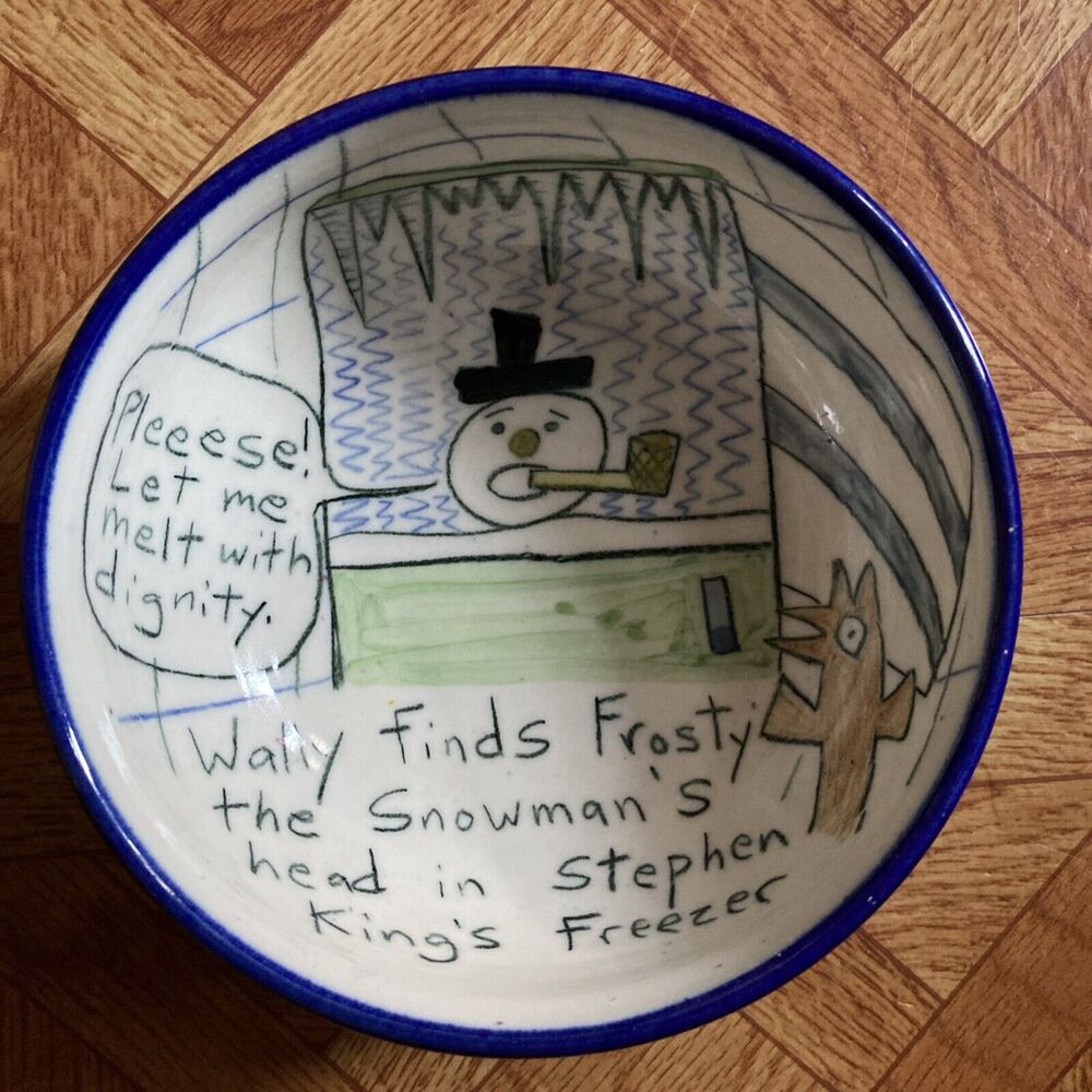 Tom Edward’s Pottery Wallyware Bowl Frosty Snowman Stephen King Signed